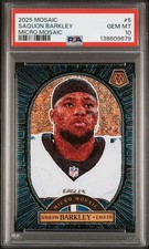 2025 Panini Mosiac Football Saquon Barkley #5 Micro Mosaic SSP Case Hit PSA 10