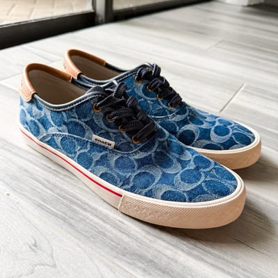 Coach Signature Blue Canvas Lace-Up Sneakers US Men s 7.5 / Women s 9