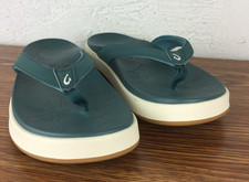 Olukai Sandals Women's Size 11 Nu'a Pi'o Flip Flops Platform Thong Comfort Teal