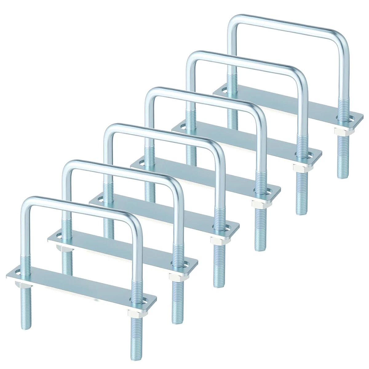 Square U-Bolt 3/8" X 2-1/16" X 3-3/8" – Solid Galvanized Steel With Nuts & Lock Washers, Bulk Pack
