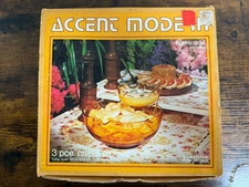 Vintage Accent Modern N200 159 3 Piece Honey Gold Chip & Dip Set