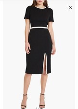 Scruba Crepe Midi Dress Donna Morgan Size 18 Black And White