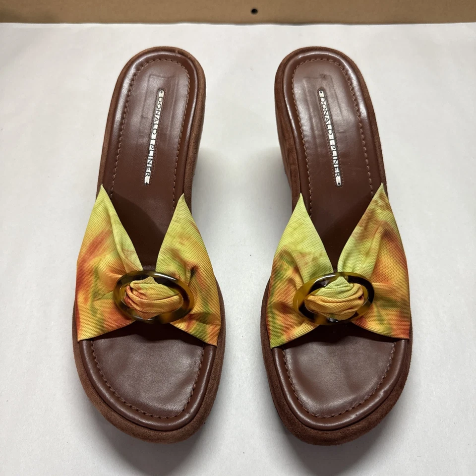 DONALD J PLINER Sandles Sapatos de salto aberto para mulheres 7.5-8 com nó e dedos abertos Y2K - Imagem 2 de 4