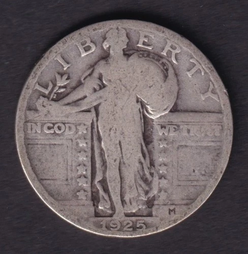 United States 1925 25c Standing Liberty Quarter Dollar Coin .900 Silver