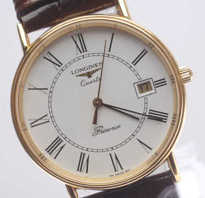 Vintage [EXC+5] LONGINES L4.720.2 32mm White Roman dial Date Quartz Men's Watch