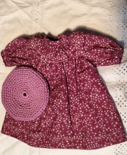 Pour BLEUETTE et poupée 27/30 cm Robe+béret coordonné coton