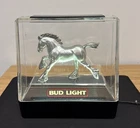 VTG Budweiser Bud Light Clydesdale Horse Light Bar Sign 1982 Silver Works Read