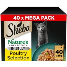 80 x 85g Sheba Natures Collection Adult Cat Food Pouches Mixed Poultry in Jelly 5.47 per kilo