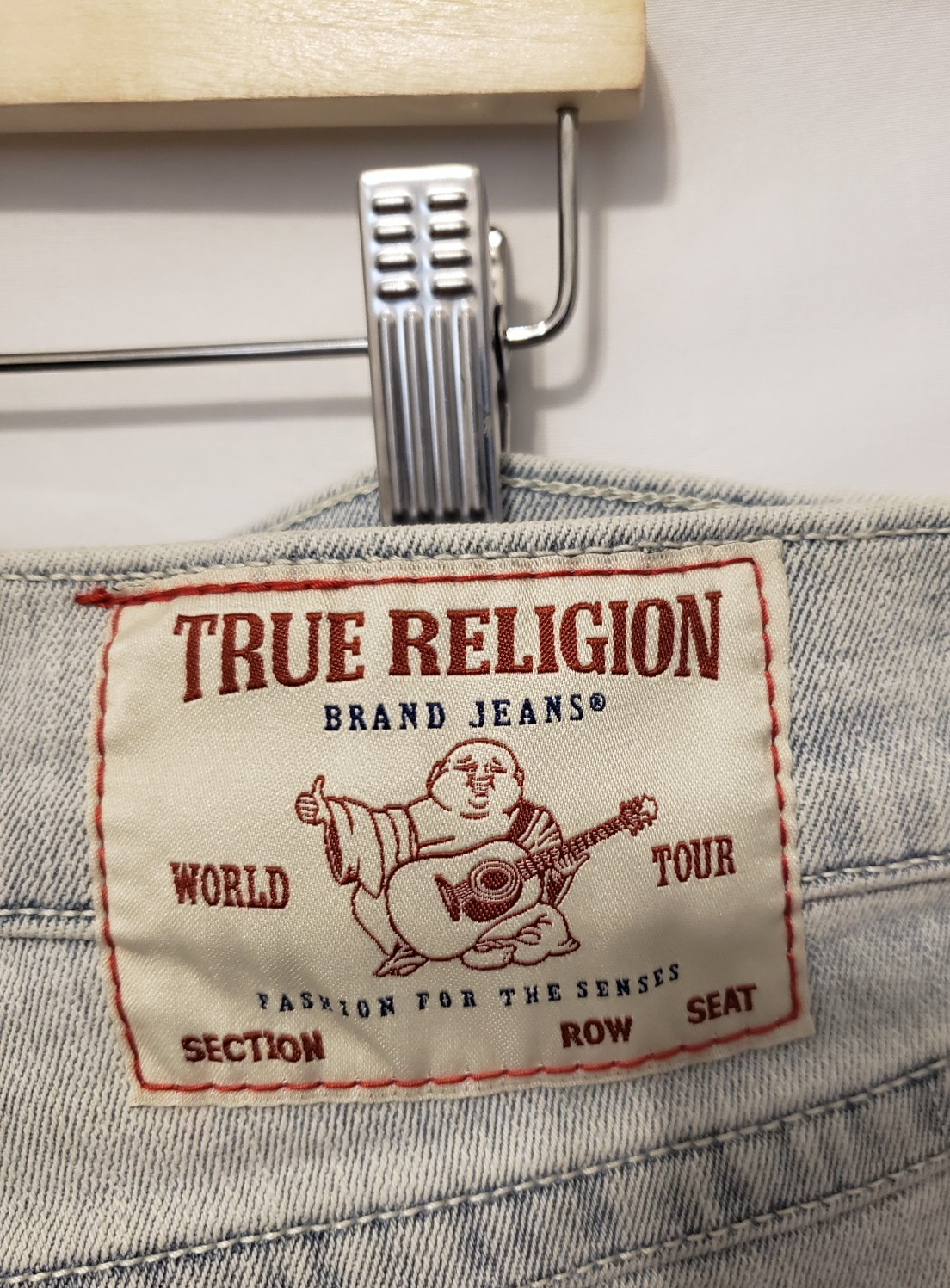 True Religion RICKY Relaxed Straight Jeans 33x34 Blue Drover Light Wash thumbnail 7