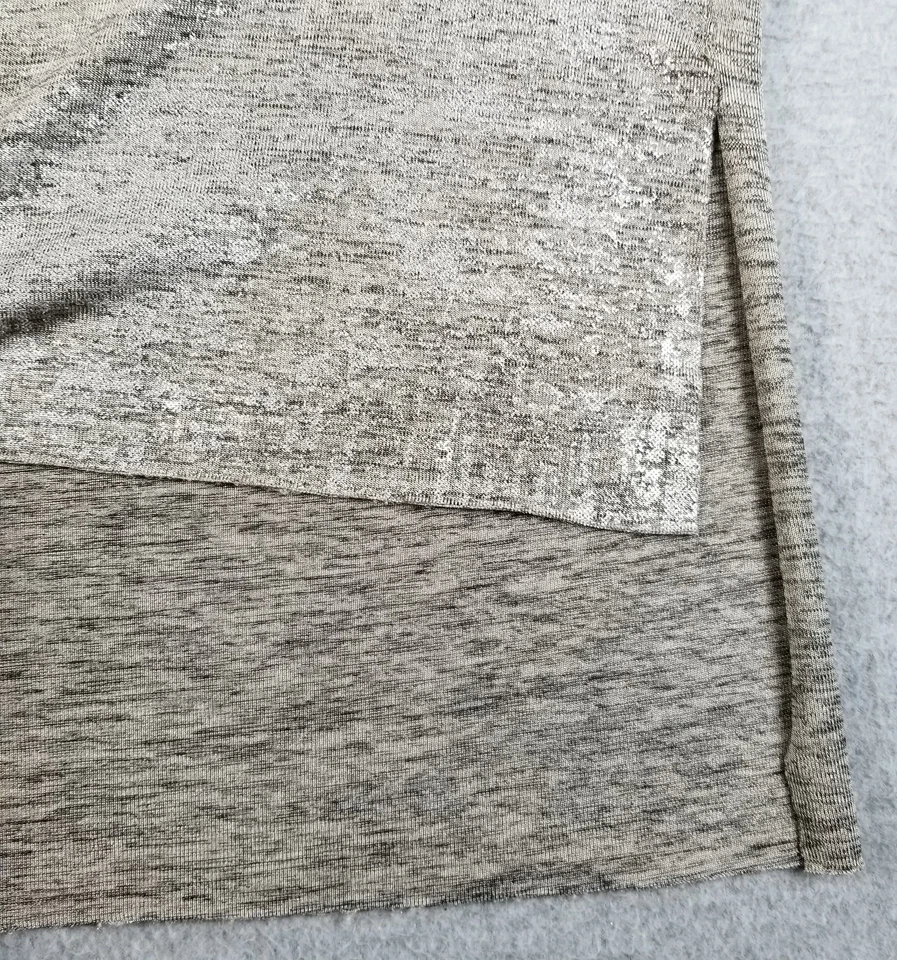 Top DANTELLE para mujer extra grande XL gris dorado metálico manga corta elástico Foto 4 de 4