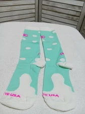 Pro Compression PC Performance Unisex Socks Size Small Medium Green White Dots 