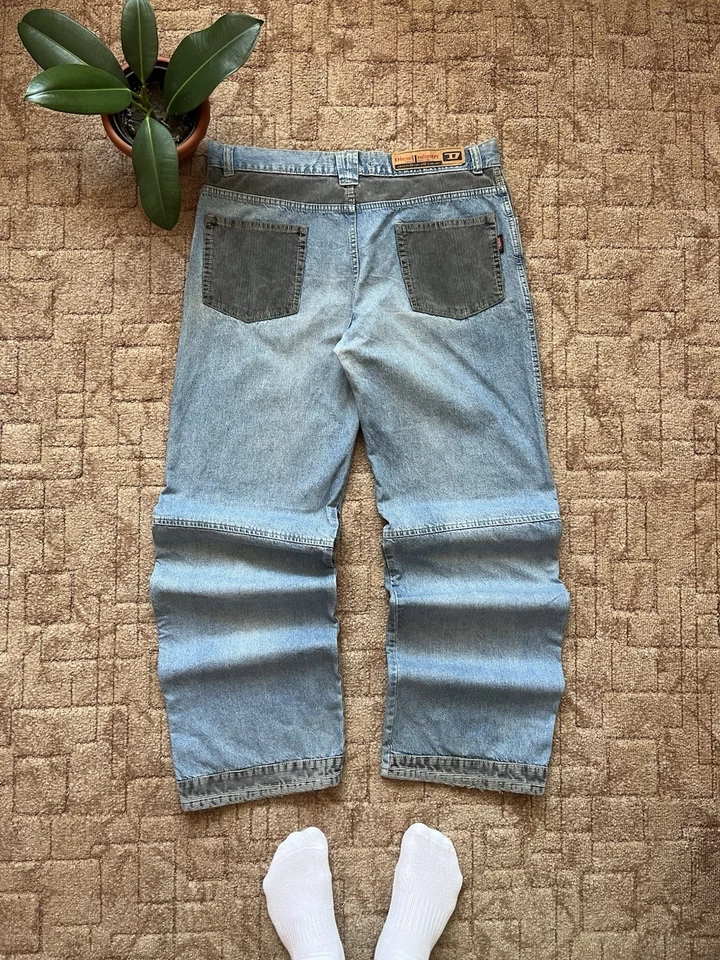 Vintage Diesel Avant Garde 90's Denim Blue Pants With Velvet Size L Men's - Image 3 of 4