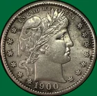 1900-S Barber Quarter Almost Uncirculated AU Coin, Cleaning #38088