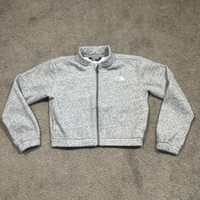 The North Face Girls Cozy Dream Fleece Crop Jacket Girls Small 7/8 Heather Gray