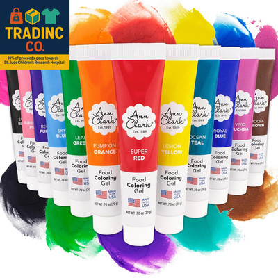 Ann Clark Professional-Grade Gel Food Coloring Made in USA .7 Oz, 12 Colors