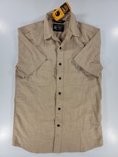 NEW Men's Carhartt Rugged Flex Relaxed Fit Short-Sleeve Large Beige Plaid Shirt