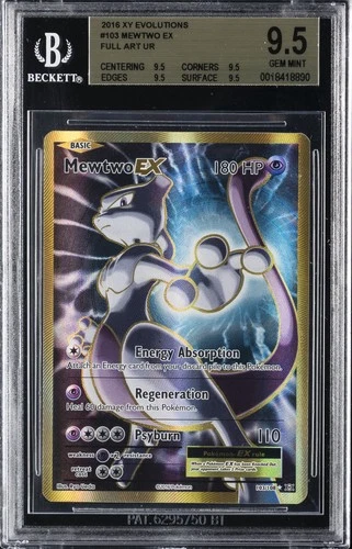 2016 POKEMON XY EVOLUTIONS FULL ART ULTRA RARE #103 MEWTWO EX BGS 9.5