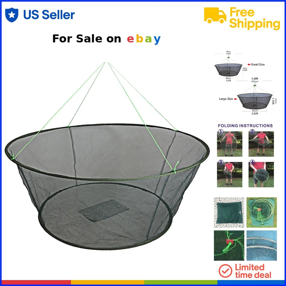 Faltbares Fischernetz Nylon Hand Cast Käfig für Garnelen Krabben Fisch Falle