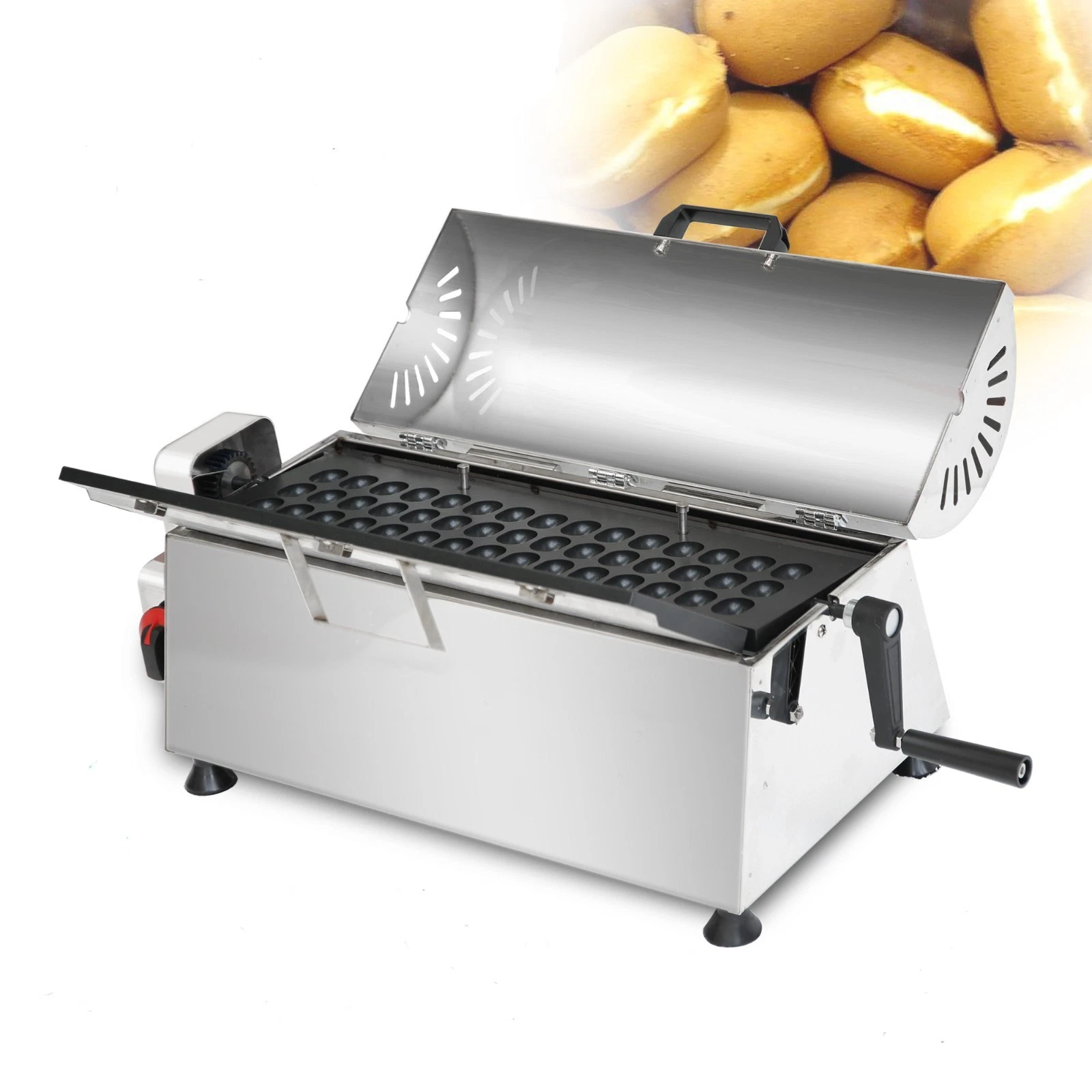 Gas Bubble Waffle Maker 45 Holes Commercial Egg Cake Machine Stainless Steel