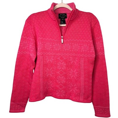 Md VTG Obermeyer Mimi Wool Blend Pink Snowflake Sweater Ski Après Y2K Cabincore