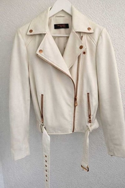 Women Trussardi Jeans Jacket White Eco-leather 36