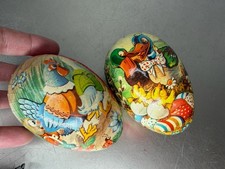 Lot Of 2 Vintage West Germany Paper Mache Easter Egg Candy Containers