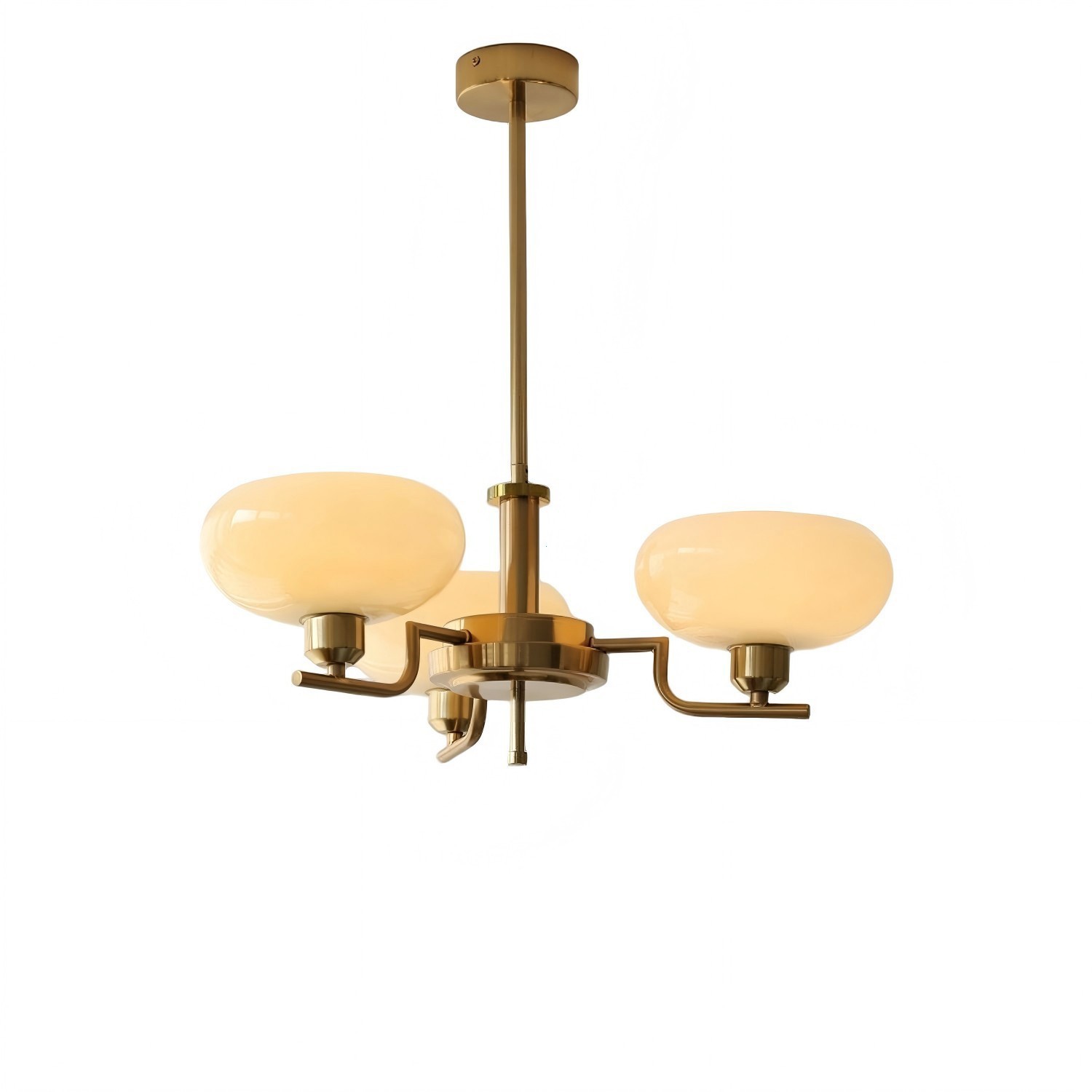 Mid Century 3 Light Gold Globe Flush Mount Chandelier Vintage Brass for Dining R