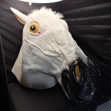 White Horse Latex Head Mask Costumes dress up halloween