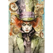 A5 Decoupage Paper GREEN MAD HATTER Alice Paper Designs Italy Same Day Shipping