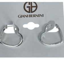 Sterling Silver Heart Hoop Earrings Elegant Trendy Fashion Stylish Stunning NEW