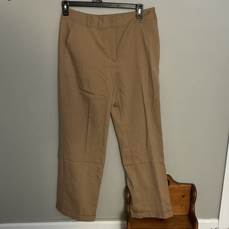 Liz Claiborne Lizsport Women's Beige Solid Dress Pants Regular Poly Blend 12