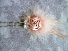 Fasching Karneval Haarschmuck Haarnadel mit Strass und Federn handgearbeitet