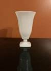 Vintage MCM White Milk Glass Pedestal Footed Art Deco Flower Vase 8.5” Tall