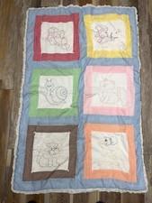 Vintage Baby comforter Quilt squares, hand/machine sewn 35 x 42