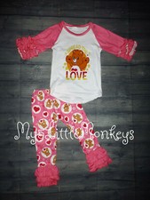 NEW Care Bears Boutique Girls Valentine's Day Ruffle Sleeve Outfit Set