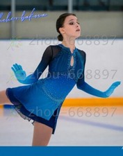 Competition Figure Skating Dress Girls Ice Skating Custom dyeing blue