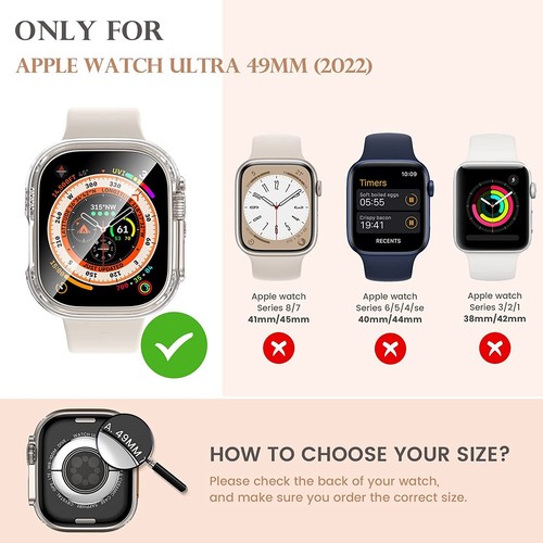 For Apple Watch Ultra 2 49mm Case Tempered Glass Screen Protector Full Cover - Picture 11 of 33