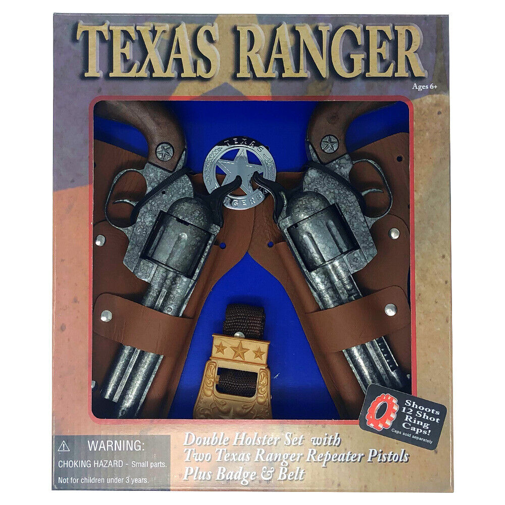 Parris Cap Gun Toy Texas Ranger Double Holster 12 Shot Die Cast