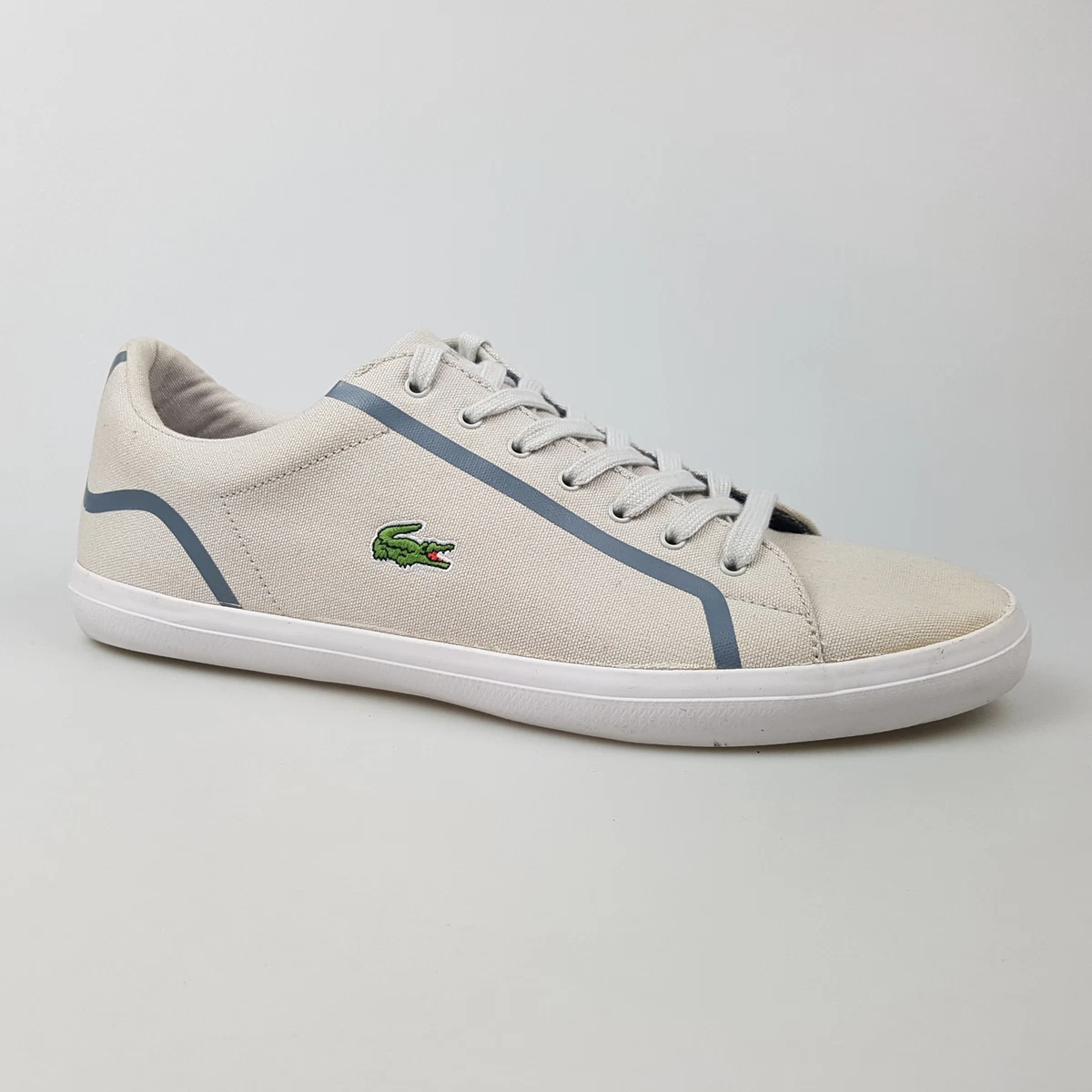 Men s LACOSTE Lerond 216 1 Sz 10 US Natural Beige Grey Canvas 3