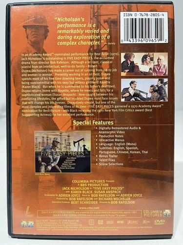Five Easy Pieces 1970 (DVD, 1999) - Picture 2 of 2