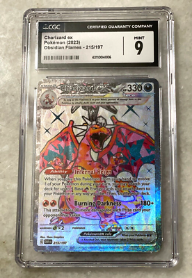 Pokemon TCG CGC 9 MINT Charizard EX 215/197 Obsidian Flames - OBF EN