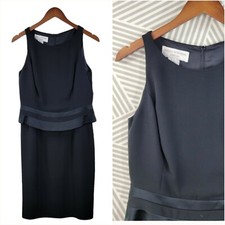 Vintage Jones NY Dress Size 8 Evening Dress Satin Trim Detail Career Black LBD