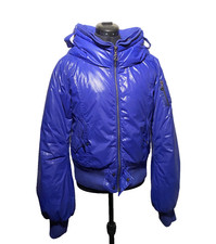 Zoe Specials Jacket Women Medium High-necked Metallic Shell Puffer Blue Size M