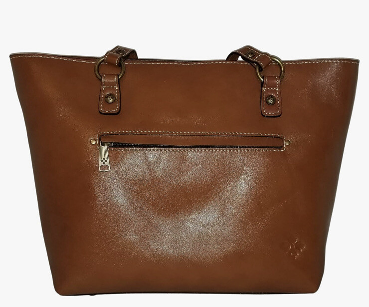 PATRICIA NASH Alessano Tan Large LEATHER TOTE SHOULDER BAG Zip Top