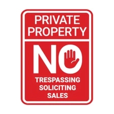 Portrait Round Private Property No Trespassing No Soliciting No Sales Wall Sign