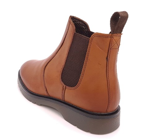 Mens Leather Chelsea Boots Pull On Frank James Naseby Tan Brown - Picture 3 of 5
