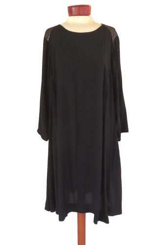 eileen fisher ponte knit dress Eileen Fisher Charcoal Black Striped Viscose Ponte Square Neck Dress 6P  $378