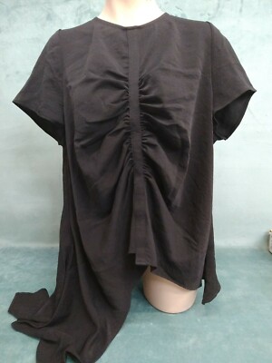P LUCA MILANO Black Small Shirt With Side Flare Pullover Short 