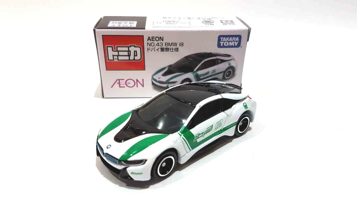 Tomica AEON NO.43 BMW i8 DUBAI POLICE CAR ~ 1/61 | eBay