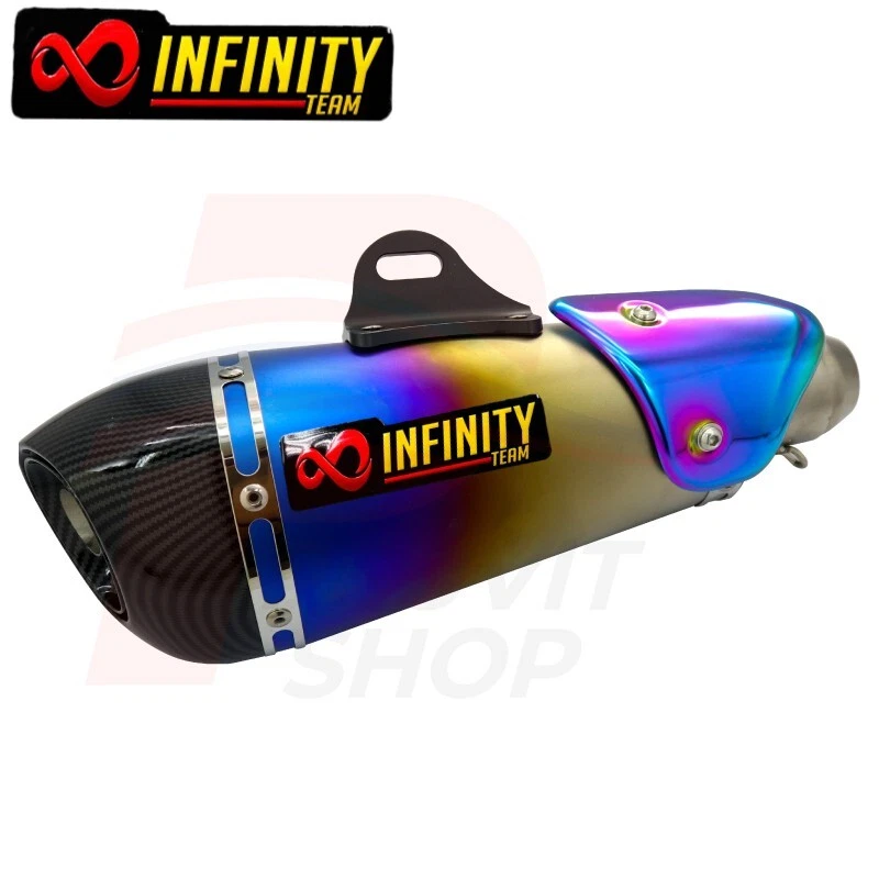 Silenciador de escape universal tubo de escape 2" carbono/arco iris INFINITY Foto 3 de 4